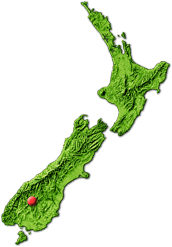New Zealand map showing Queenstown